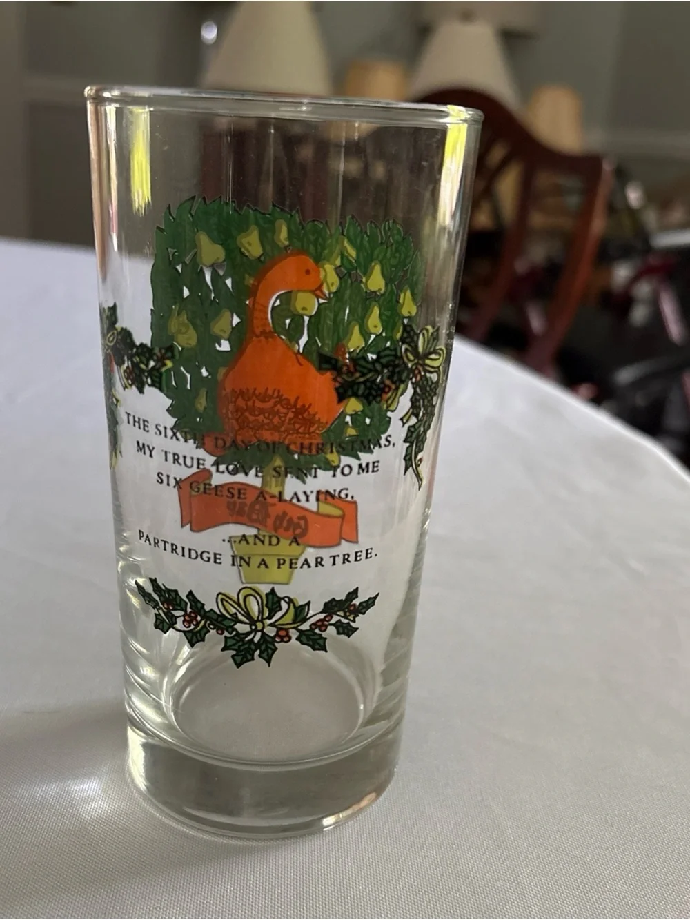 Vintage Indiana Glass 12 Days Christmas 6th Day Partridge Pear Tree